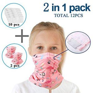 Flamingo Neck Gaiter Face Mask 2 Piece w/ Filters